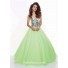 A-Line/Princess sweetheart long green crystal prom dress