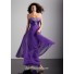 A-Line/Princess sweetheart long purple chiffon prom dress with beading and corset