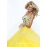 A-Line/Princess sweetheart long yellow crystal prom dress