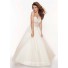 A-Line/Princess sweetheart see through white tulle prom dress with beading