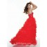 A-Line/Princess sweetheart sexy see through red organza high low prom dress
