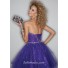 Ball gown sweetheart short/mini blue sequin prom dress with beading