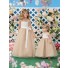 A Line Scoop Neck Champagne Organza Lace Little Flower Girl Dress With Sash