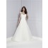 A Line Sheer Illusion Scoop Neck Cap Sleeve See Through Back Tulle Lace Wedding Dress