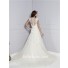 A Line Sheer Scoop Neck See Through Back Cap Sleeve Tulle Lace Sequin Wedding Dress