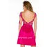 A Line Short Hot Pink Taffeta Lace Sheer Illusion Homecoming Prom Dress With Sleeve