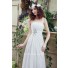 A Line Strapless Corset Back Chiffon Draped Destination Garden Wedding Dress