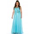 A Line Strapless Floor Length Aqua Blue Chiffon Beaded Plus Size Prom Dress