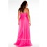 A Line Strapless Floor Length Hot Pink Blue Chiffon Beaded Plus Size Prom Dress