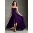 A Line Strapless High Low Hem Purple Chiffon Wedding Party Bridesmaid Dress