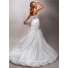 A Line Strapless Ruched Taffeta Tulle Wedding Dress With Flowers Bubble Hem