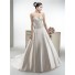 A Line Strapless Satin Beaded Wedding Dress With Detachable Straps