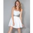 A Line Strapless Short Mini White Chiffon Beaded Cocktail Party Dress