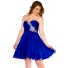 A Line Strapless Short Royal Blue Chiffon Beaded Homecoming Prom Dress