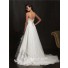 A Line Strapless Sweetheart Chiffon Ruched Beading Wedding Dress With Train