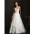 A Line Strapless Sweetheart Chiffon Ruched Beading Wedding Dress With Train