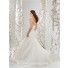 A Line Strapless Sweetheart Corset Back Draped Organza Lace Beaded Wedding Dress