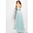 A Line Strapless Sweetheart Long Baby Blue Chiffon Beaded Evening Prom Dress