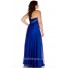 A Line Strapless Sweetheart Long Royal Blue Chiffon Beading Plus Size Evening Prom Dress 
