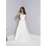 A Line Strapless Sweetheart Ruched Satin Lace Beaded Wedding Dress Buttons Court Train