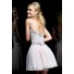 A Line Strapless Sweetheart Short Pearl Pink Chiffon Beaded Cocktail Prom Dress