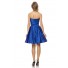 A Line Strapless Sweetheart Short Royal Blue Satin Pleated Party Bridesmaid Dress