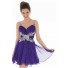 A Line Straps Short Lavender Purple Chiffon Unique Beading Cocktail Prom Dress