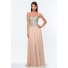 A Line Sweetheart Champagne Chiffon Sequin Beaded Long Evening Prom Dress