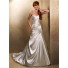 A Line Sweetheart Corset Back Glitter Ivory Satin Wedding Dress With Ruching