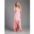 A Line Sweetheart High Low Coral Chiffon Ruched Wedding Guest Bridesmaid Dress