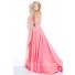 A Line Sweetheart Long Pink Chiffon Beaded Prom Dress With Slit