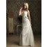 A Line Sweetheart Ruched Satin Embroidery Beading Wedding Dress With Flower Buttons
