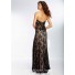 A Line Sweetheart Sheer See Through Corset Long Black Lace Beaded Prom Dress With Slit