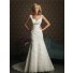 A Line V Neck Empire Waist Lace Wedding Dress With Straps Crystal Belt
