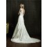 A Line V Neck Low Back Vintage Lace Wedding Dress With Black Sash