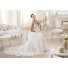A Line V Neck Open Back Tulle Lace Wedding Dress With Straps