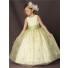 A-line Princess Scoop Floor Length Green Organza Petal Flower Girl Dress With Sash