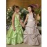A-line Princess Scoop Floor Length Green Taffeta Wedding Flower Girl Dress With Sash
