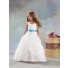 A-line Princess Straps Floor Length White Organza Designer Flower Girl Dress With Sash
