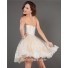 A line Sweetheart Short/Mini Nude/Ivory Beaded Party Cocktail Dress With Lace
