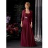 A line long burgundy chiffon mother of the bride dress with jacket