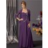 A line long purple chiffon beaded mother of the bride dress with jacket