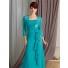 A line strapless floor length turquoise chiffon mother of the bride dress with jacket