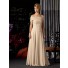 A line strapless long champagne chiffon lace mother of the bride dress with wrap