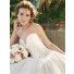 A line sweetheart chapel train tulle wedding dress with crystals