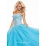 A line sweetheart floor length blue prom dress with beading