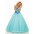 A line sweetheart floor length blue prom dress with sequins