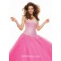 A line sweetheart floor length fuchsia prom dress with beading
