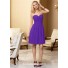 A line sweetheart knee length purple chiffon bridesmaid dress