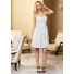 A line sweetheart knee length white chiffon bridesmaid dress
